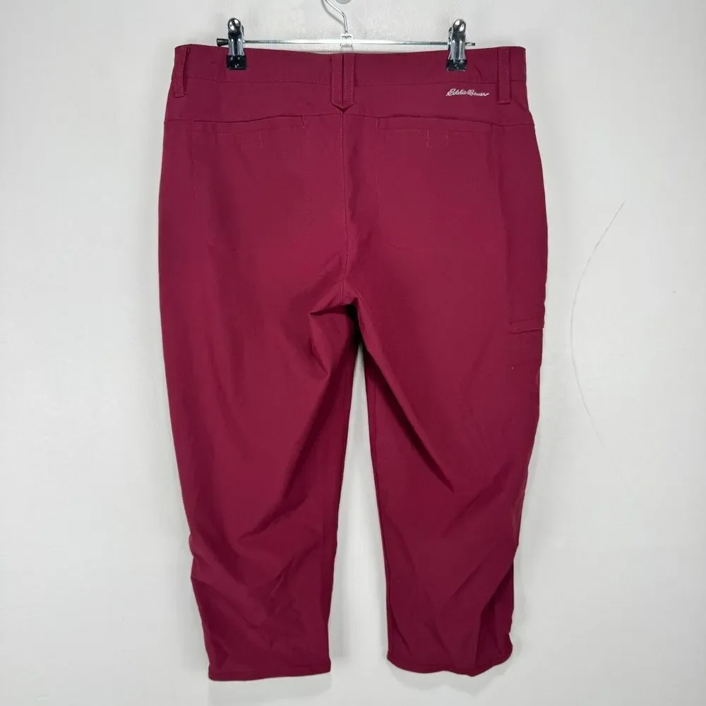 Eddie Bauer Cropped Traveler Pants Women Size 6 Maroon Pink Wicking Stretch - Picture 6 of 10